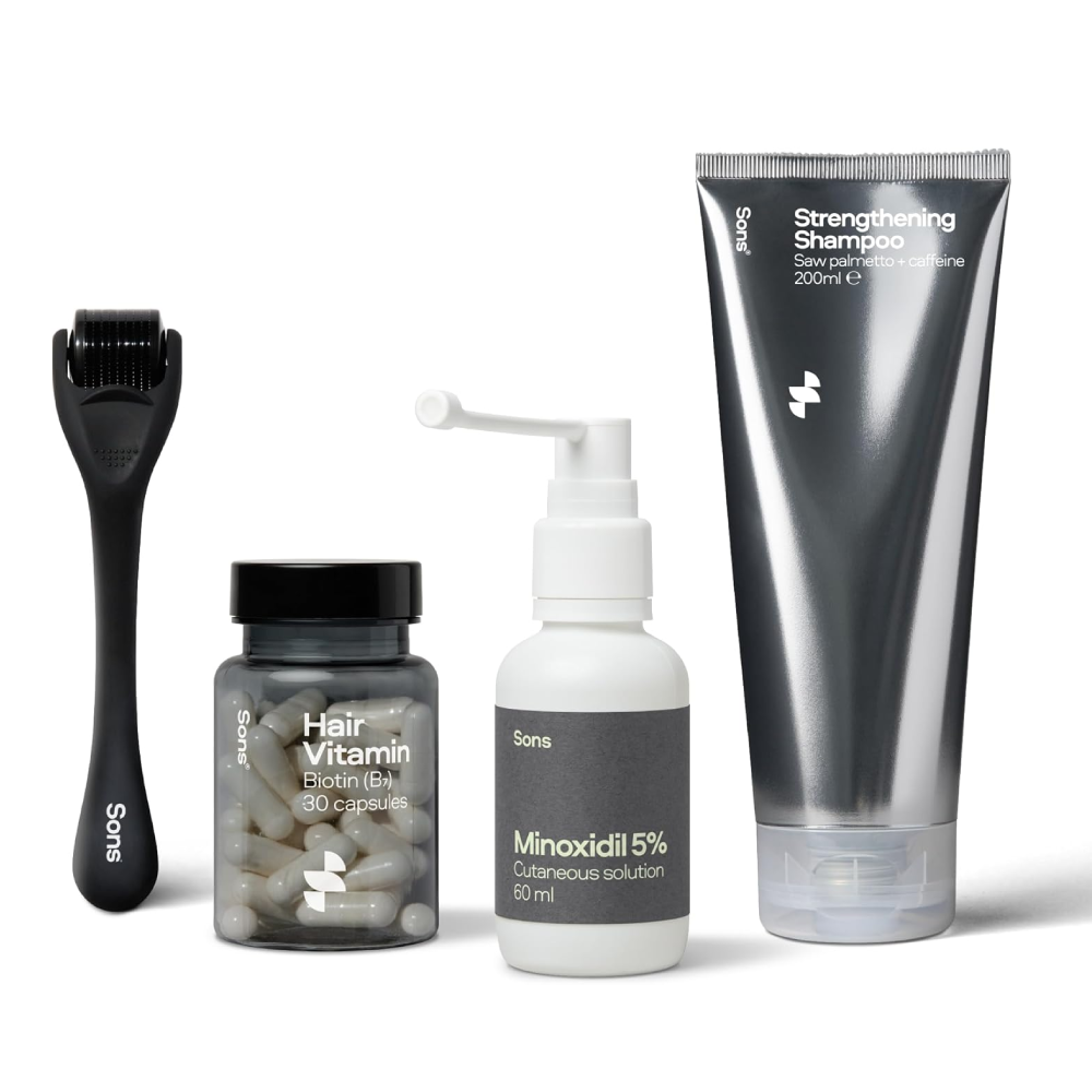 Sons Ultimate Hair Treatment- Minoxidil, Biotin, Shampoo and Dermaroller 3 Month