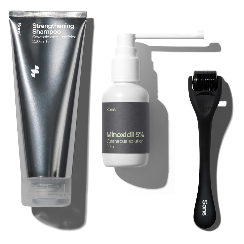 Sons Minoxidil 5%, Strengthening Shampoo and Dermaroller - 3 Month Pack